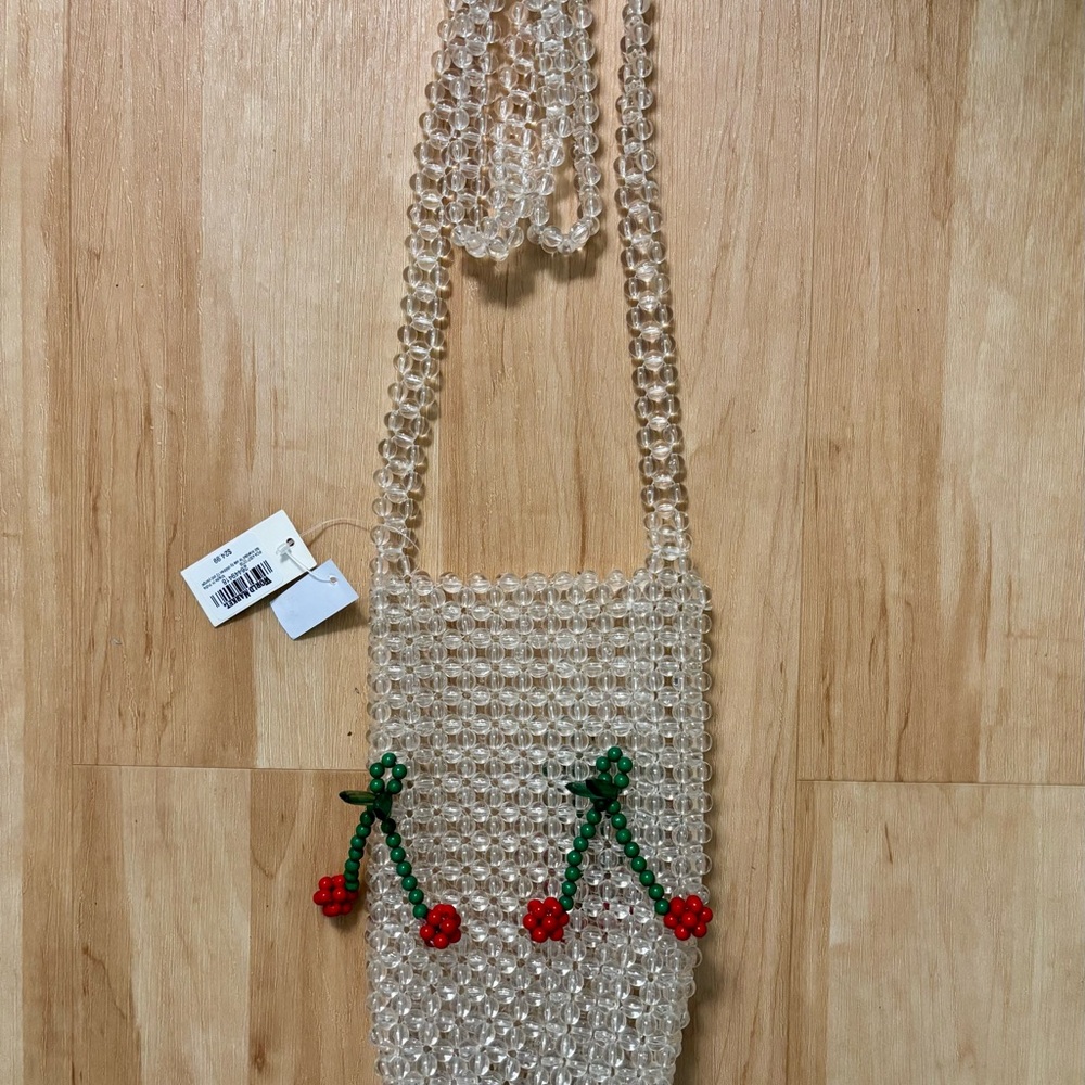 Beaded Cherry Design Crossbody Bag - Picture 2 of 3